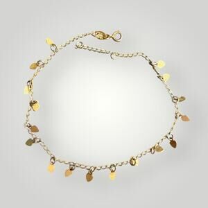 BELISSIMA joias Dainty Heart Charm Anklet Gold Tone Adjustable 10–11”
